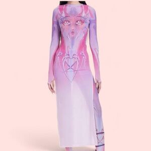 Y2K pink purple techno rave festival party dress size S